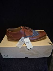 Fred Perry x Drake's London Leather Wingtip Brogues (Davies Paisley) size 8
