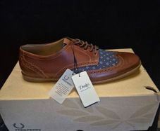 Fred Perry x Drake's London Leather Wingtip Brogues (Davies Paisley) size 8