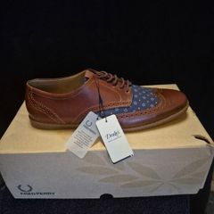 Fred Perry x Drake's London Leather Wingtip Brogues (Davies Paisley) size 8