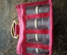 8 mini glass jar in caddy bag