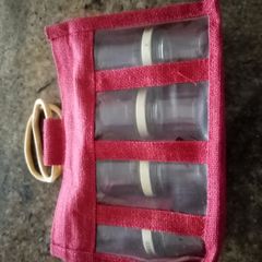 8 mini glass jar in caddy bag