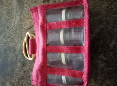 8 mini glass jar in caddy bag