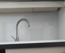 Brushed nickel kitchen mixer tap