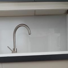 Brushed nickel kitchen mixer tap
