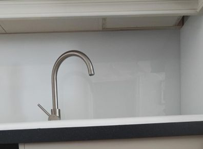Brushed nickel kitchen mixer tap