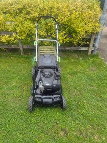self-drive petrol lawn mower 18 inch blade starts easy runs perfect