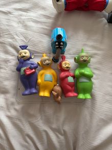 Vintage Teletubbies Figures Set of 4 with Noo Noo and Rabbit 1990s Toys