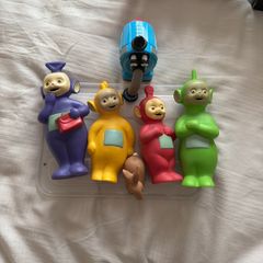Vintage Teletubbies Figures Set of 4 with Noo Noo and Rabbit 1990s Toys