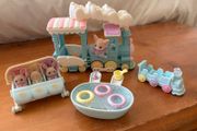 Sylvanian Families Bundle - Floating Cloud Rainbow Train &amp; Milk Rabbit Triplets