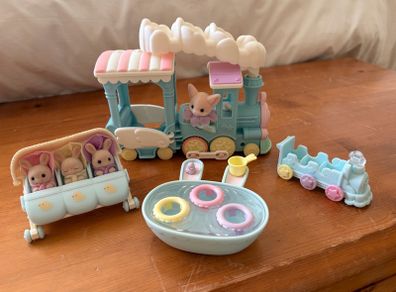 Sylvanian Families Bundle - Floating Cloud Rainbow Train & Milk Rabbit Triplets