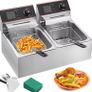 Half price RRP 240 euro 12L Commercial Dual Tank Deep Fryer - 2500W Electric Deep Fryers With Baskets And Lids, Stainless Steel Electric Countertop Fryer For Turkey French Fries Home Kitchen Restaurant Image 3