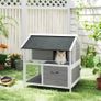 Outdoor Cat House, Outdoor Cat Shelter, Waterproof, Folding Roof, Spruce Wood, 80 x 93 x 95, Gray Image 2