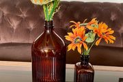 Vintage Amber Ribbed Glass Apothecary Bottle Farmhouse Decor &amp; Medicine or Poison Bottle