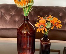 Vintage Amber Ribbed Glass Apothecary Bottle Farmhouse Decor & Medicine or Poison Bottle