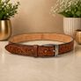 Unisex Genuine Leather Belt Vintage Embossed Design with Antique Buckle Casual & Formal Waist Belt Image 3