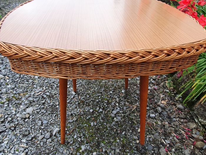 Very Rare Mid Century Wicker Table