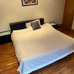 Modern Designer King-Size Bed & Illuminated Glass Bedside Lockers Complete Bedroom Set