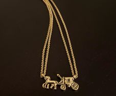 COACH double strand horse and carriage necklace