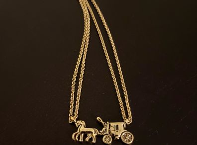 COACH double strand horse and carriage necklace