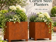 main image for ad Set of 2 Corten Steel Planters with Legs 40 x 40 x 40 cm