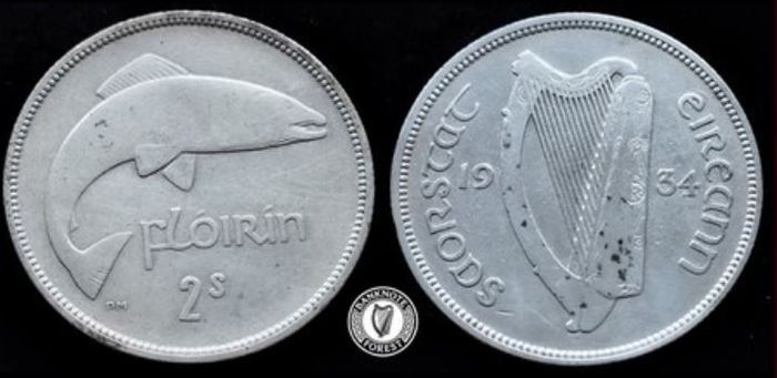 [#2412] - Ireland 1934 | Irish 2s | Irish Florin | Salmon | KM.7