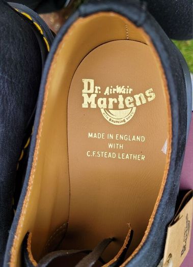 Brand New Dr Martens Made in England Grey Nubuck Leather Shoes - Size 8 UK