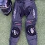 Motor cycle racing leathers with boots, gloves and helmet. Image 3