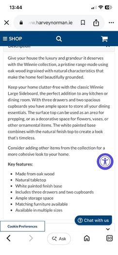 Solid Oak Sideboard