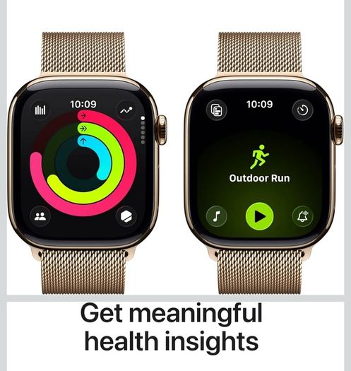 Apple Watch Series 11 GPS + Cellular 42mm Smartwatch with Gold Titanium Case with Gold Milanese Loop. Brand New Sealed