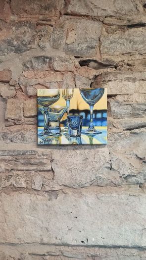 Hand-painted glass cups painting 'Memories'