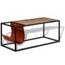 Coffee Table with Genuine Leather Magazine Holder 110x50x45 cm Image 2