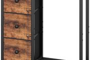 Slim Console Table, Sofa Table with 3 Fabric Drawers, Hallway Table with 2-Tier Storage Shelf, Industrial Storage Table, for Entryway, Living Room, Corridor, Rustic Brown and Black