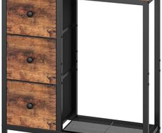 Slim Console Table, Sofa Table with 3 Fabric Drawers, Hallway Table with 2-Tier Storage Shelf, Industrial Storage Table, for Entryway, Living Room, Corridor, Rustic Brown and Black