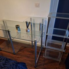 Glass desk/table and shelving unit