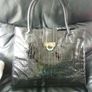 Gallantry Brand Black Patent Croc Pattern bag . IMMACULATE. Handbag Double Strap bag. Purchased In Toulouse Image 4