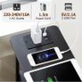 Bedside Table Set of 2 with Charging Station, Narrow Side Table with LED Lights Image 4