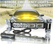 12 LED Flashing LED Light Bar, Beacon Lights, 12V Powered with Car Plug,