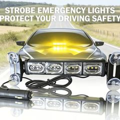 12 LED Flashing LED Light Bar, Beacon Lights, 12V Powered with Car Plug,