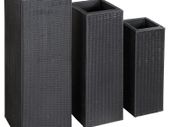 Garden Raised Beds 3 pcs Poly Rattan Black