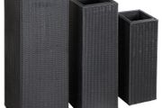 Garden Raised Beds 3 pcs Poly Rattan Black