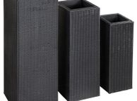main image for ad Garden Raised Beds 3 pcs Poly Rattan Black