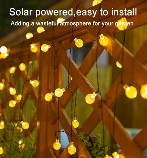 40ft 66 LEDs Solar Garden Light with 8 Modes Crystal Big Balls Solar Powered Waterproof for Camping Tree Patio Yard Wedding Party Decoration