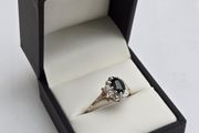 Vintage 9ct Yellow Gold Sapphire &amp; Diamond Cluster Ring