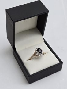 Vintage 9ct Yellow Gold Sapphire & Diamond Cluster Ring