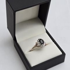 Vintage 9ct Yellow Gold Sapphire & Diamond Cluster Ring