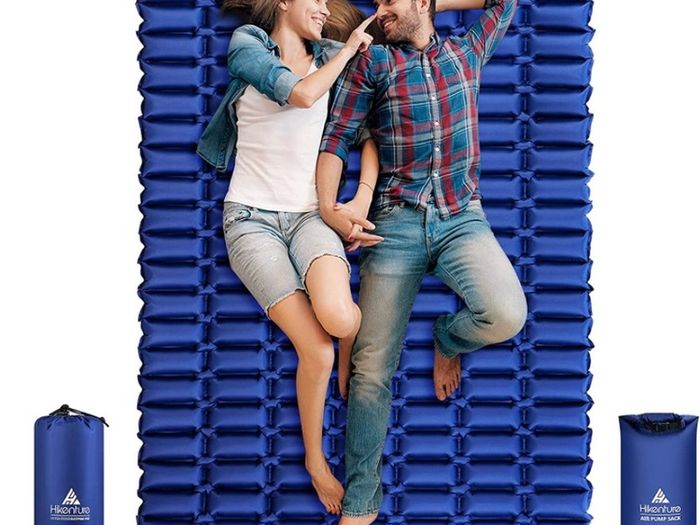 Double Camping Mat, Inflatable Sleeping Mat Camping Mattress with Pump Sack, Ultralight 2 Person Sleeping Pad for Backpacking, Hiking, Traveling, Lightweight Camp Mattress Sleep Mat (FREE POSTAGE)