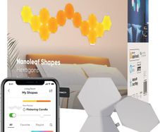 Shapes Hexagon Expansion Pack, 3 LED Smart Light Panels - Dimmable & Modular Wi-Fi Wall Mood Lights, Works with Alexa Google Assistant Apple Homekit, for House Room Decor or Desk
