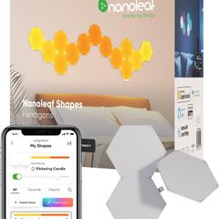 Shapes Hexagon Expansion Pack, 3 LED Smart Light Panels - Dimmable & Modular Wi-Fi Wall Mood Lights, Works with Alexa Google Assistant Apple Homekit, for House Room Decor or Desk