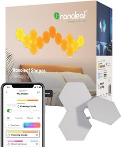 Shapes Hexagon Expansion Pack, 3 LED Smart Light Panels - Dimmable & Modular Wi-Fi Wall Mood Lights, Works with Alexa Google Assistant Apple Homekit, for House Room Decor or Desk