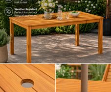 Solid Acacia Garden Dining Table 140cm